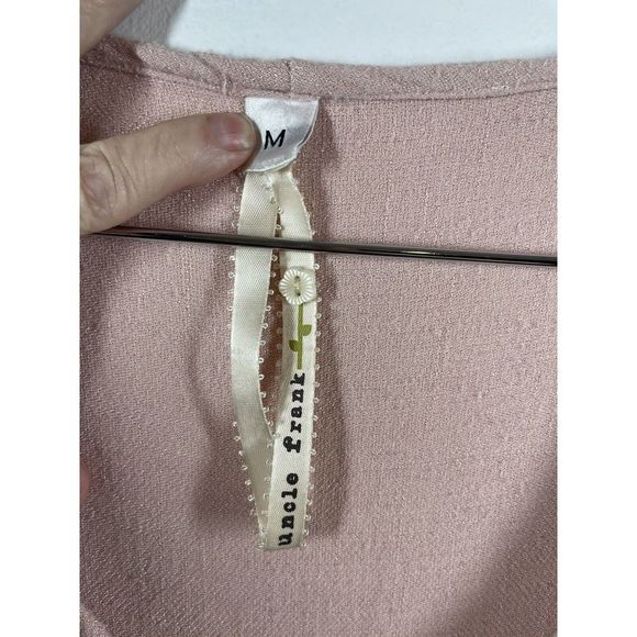 Anthropologie Women’s Uncle Frank Midi Dress Med Blush Boho Puff Sleeves Pockets - Picture 4 of 9